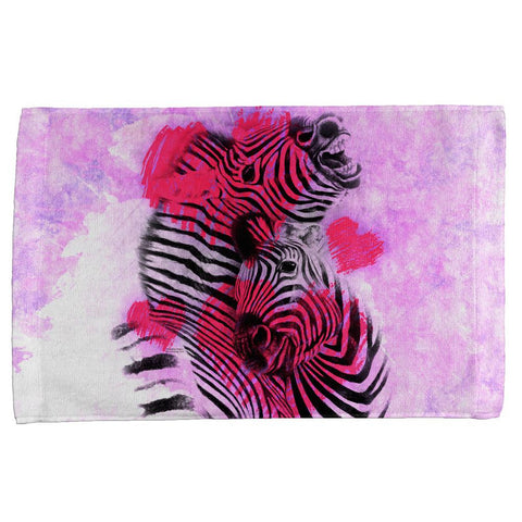 Zebra Lovers Valentines Hearts All Over Hand Towel