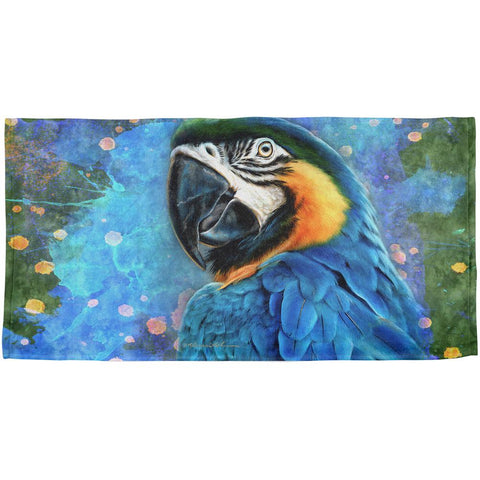 Exotic Blue Gold Macaw All Over Beach Towel