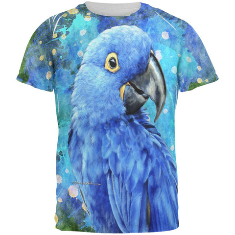 Blue Hyacinth Macaw Splatter All Over Adult T-Shirt