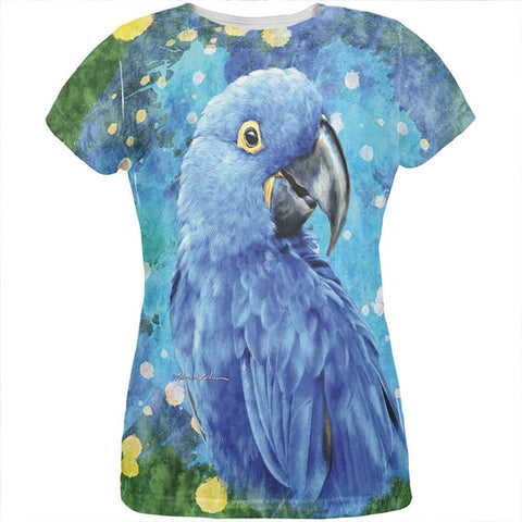 Blue Hyacinth Macaw Splatter All Over Womens T Shirt