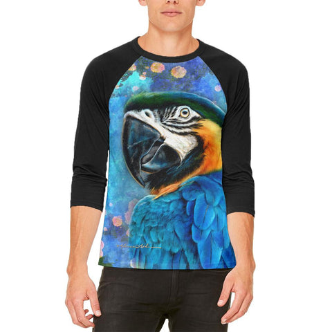 Blue & Gold Macaw Splatter Adult Raglan T-Shirt
