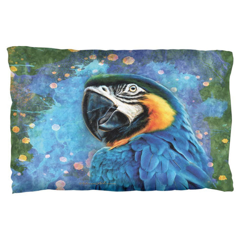 Blue & Gold Macaw Splatter Pillow Case
