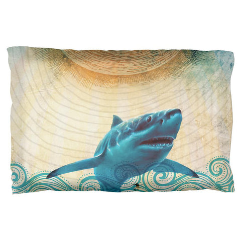 Great White Shark in Waves Pillow Case