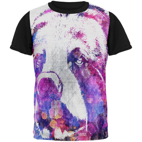 Spirit Bear Splatter All Over Mens Black Back T Shirt