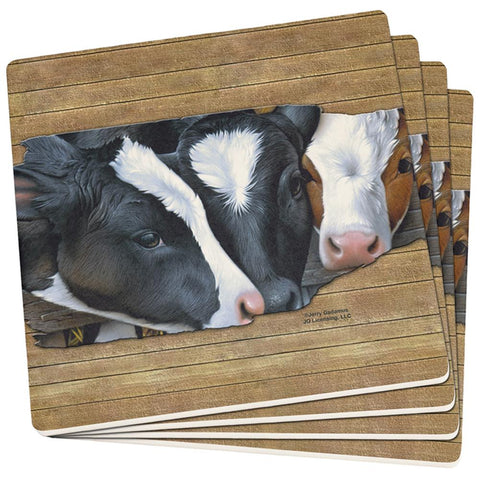 Queens of the Dairy Farm Cows Set of 4 Square Sandstone Coasters