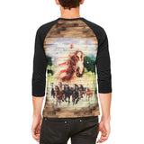 4th of July Wild Horse Mustang Patriot Mens Raglan T Shirt