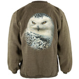 Winter Snowy Owl Henley Mens Pullover Sweatshirt