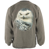 Winter Snowy Owl Henley Mens Pullover Sweatshirt