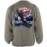 4th Of July American Flag Bald Eagle Henley Mens Pullover Sweatshirt