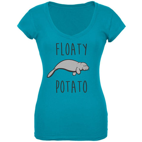 Floaty Potato Manatee Juniors V-Neck T Shirt