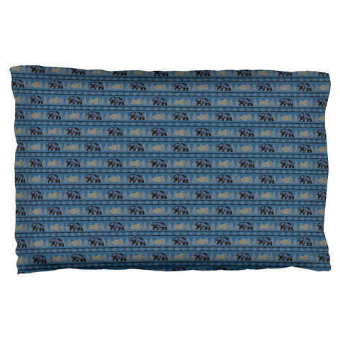 Grizzly Bear Adirondack Pattern Blue Pillow Case