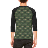 Grizzly Bear Adirondack Pattern Green Mens Raglan T Shirt