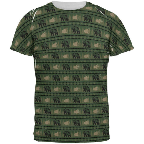 Grizzly Bear Adirondack Pattern Green All Over Mens T Shirt