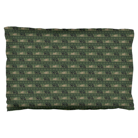 Grizzly Bear Adirondack Pattern Green Pillow Case