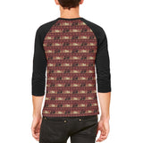 Grizzly Bear Adirondack Pattern Red Mens Raglan T Shirt