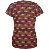 Grizzly Bear Adirondack Pattern Red All Over Womens T Shirt