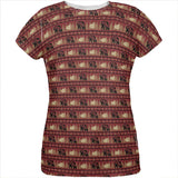 Grizzly Bear Adirondack Pattern Red All Over Womens T Shirt