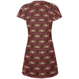 Grizzly Bear Adirondack Pattern Red Juniors V-Neck Beach Cover-Up Dress