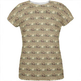 Grizzly Bear Adirondack Pattern Tan All Over Womens T Shirt