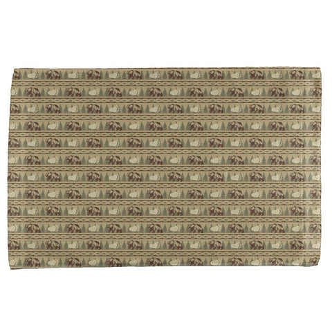 Grizzly Bear Adirondack Pattern Tan All Over Hand Towel