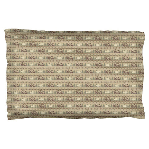 Grizzly Bear Adirondack Pattern Tan Pillow Case