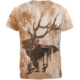 Distressed Brown Elk Silhouette All Over Mens T Shirt