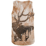 Distressed Brown Elk Silhouette All Over Mens Tank Top