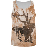 Distressed Brown Elk Silhouette All Over Mens Tank Top front view