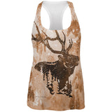 Distressed Brown Elk Silhouette All Over Womens Work Out Tank Top