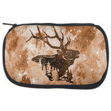 Distressed Brown Elk Silhouette Makeup Bag  front view