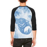 Distressed Blue Howling Wolf Silhouette Mens Raglan T Shirt