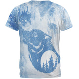 Distressed Blue Howling Wolf Silhouette All Over Mens T Shirt