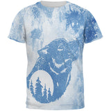 Distressed Blue Howling Wolf Silhouette All Over Mens T Shirt