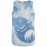 Distressed Blue Howling Wolf Silhouette All Over Mens Tank Top