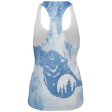 Distressed Blue Howling Wolf Silhouette All Over Womens Work Out Tank Top