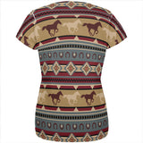 Southwestern Wild Horses Pattern All Over Womens T Shirt