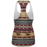 Southwestern Wild Horses Pattern All Over Womens Work Out Tank Top