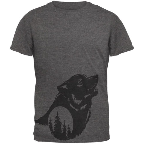 Howling Wolf Moon Silhouette Mens Soft T Shirt