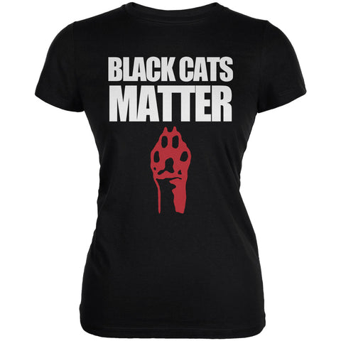 Black Cats Matter Black Juniors Soft T-Shirt  front view