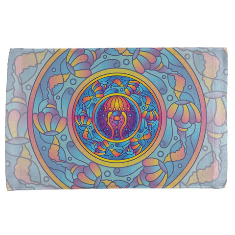 Mandala Trippy Stained Glass Jellyfish All Over Hand Towel