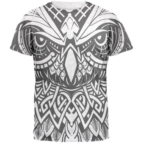 Trippy Tribal Owl Mens Soft V-Neck T Shirt