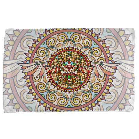 Mandala Trippy Stained Glass Owl All Over Hand Towel