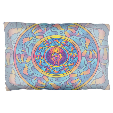 Mandala Trippy Stained Glass Jellyfish Pillow Case