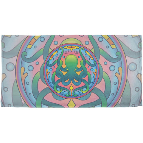 Mandala Trippy Stained Glass Octopus All Over Beach Towel