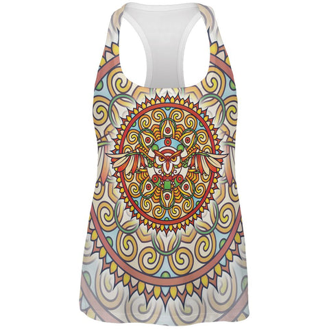 Mandala Trippy Stained Glass Owl All Over Womens Work Out Tank Top