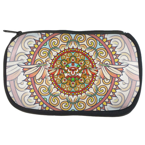 Mandala Trippy Stained Glass Owl Makeup Bag