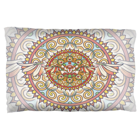 Mandala Trippy Stained Glass Owl Pillow Case