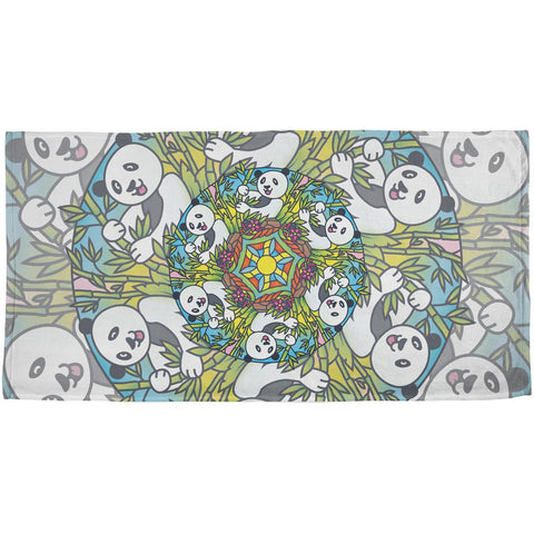 Mandala Trippy Stained Glass Panda All Over Beach Towel