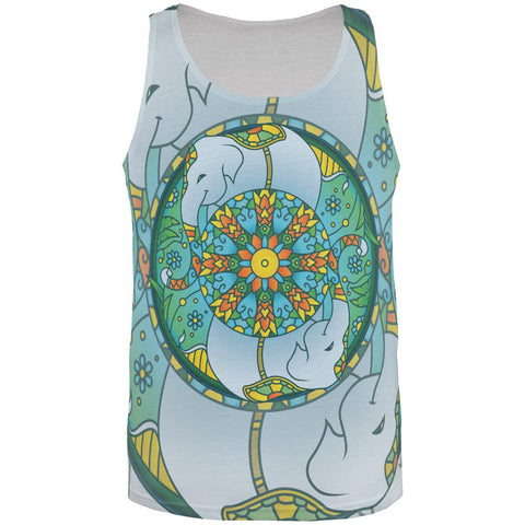 Mandala Trippy Stained Glass Elephant All Over Mens Tank Top