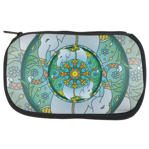 Mandala Trippy Stained Glass Elephant Makeup Bag  front view